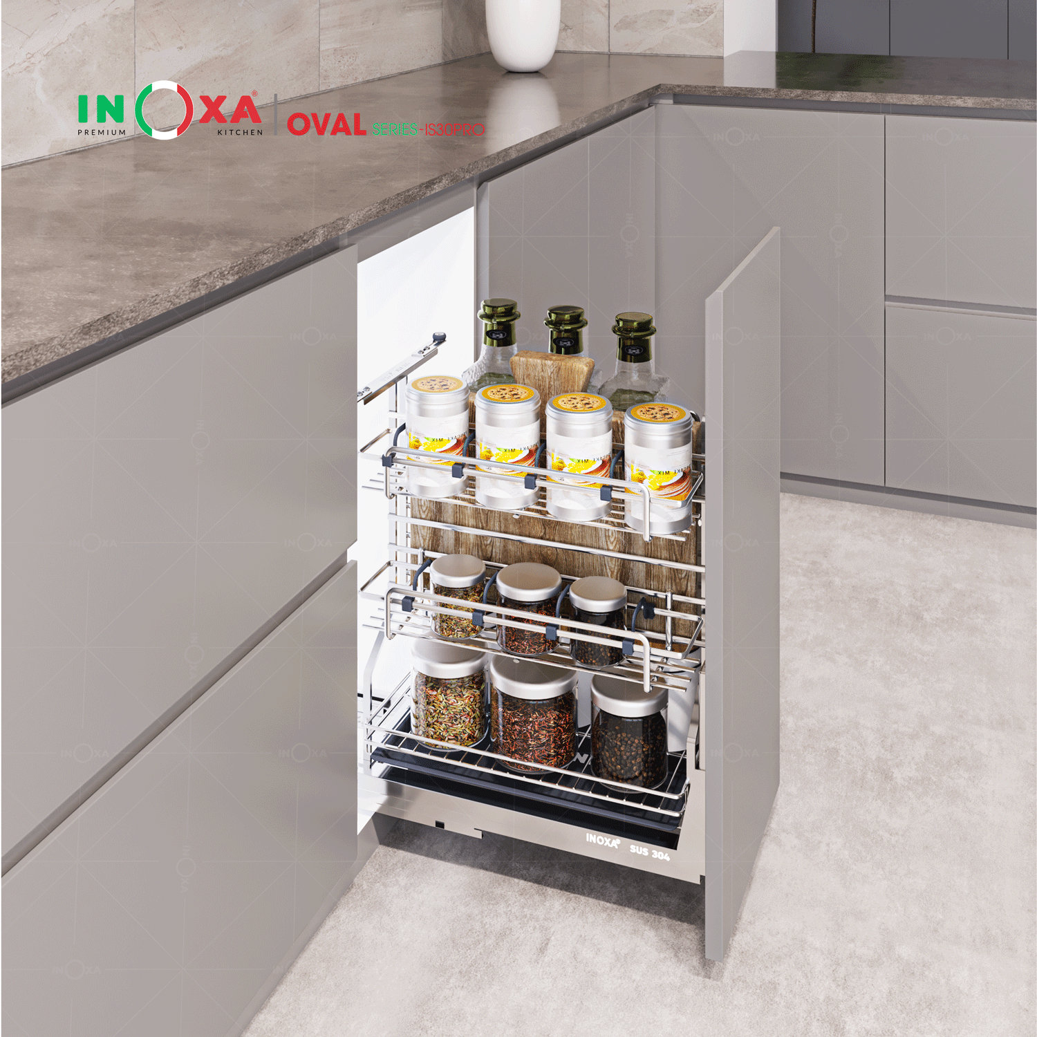 Giá gia vị đa năng inox nan Oval