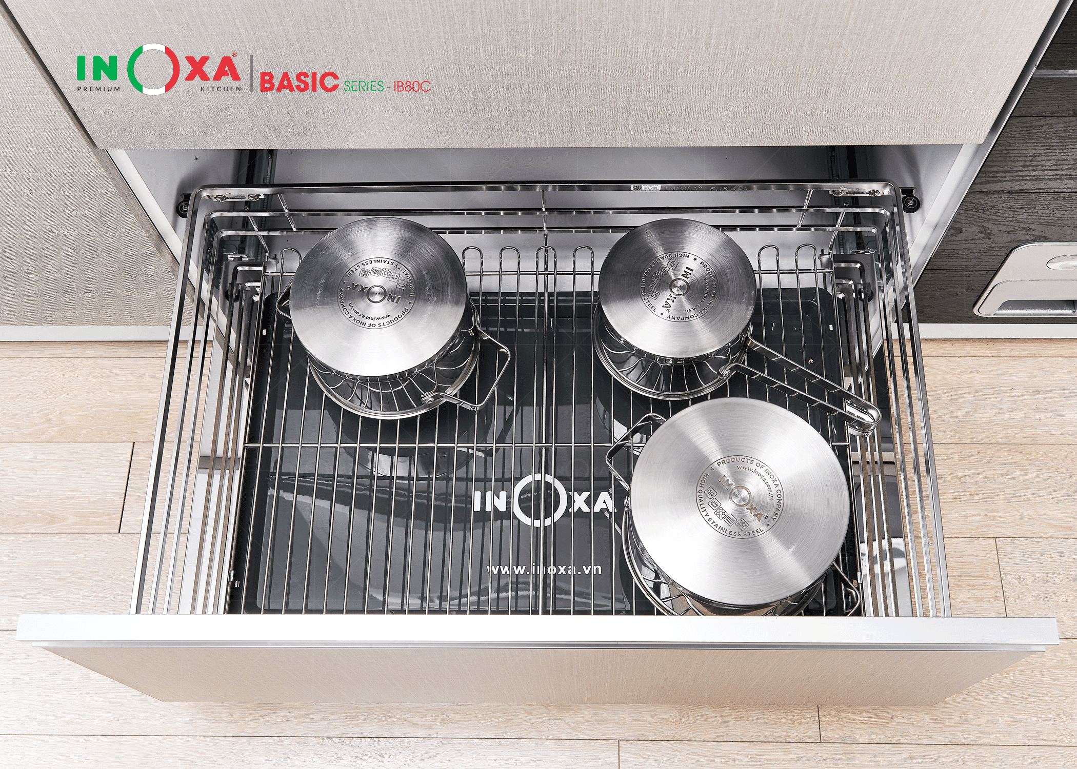 Giá xoong nồi inox nan dẹt Inoxa - IB80C