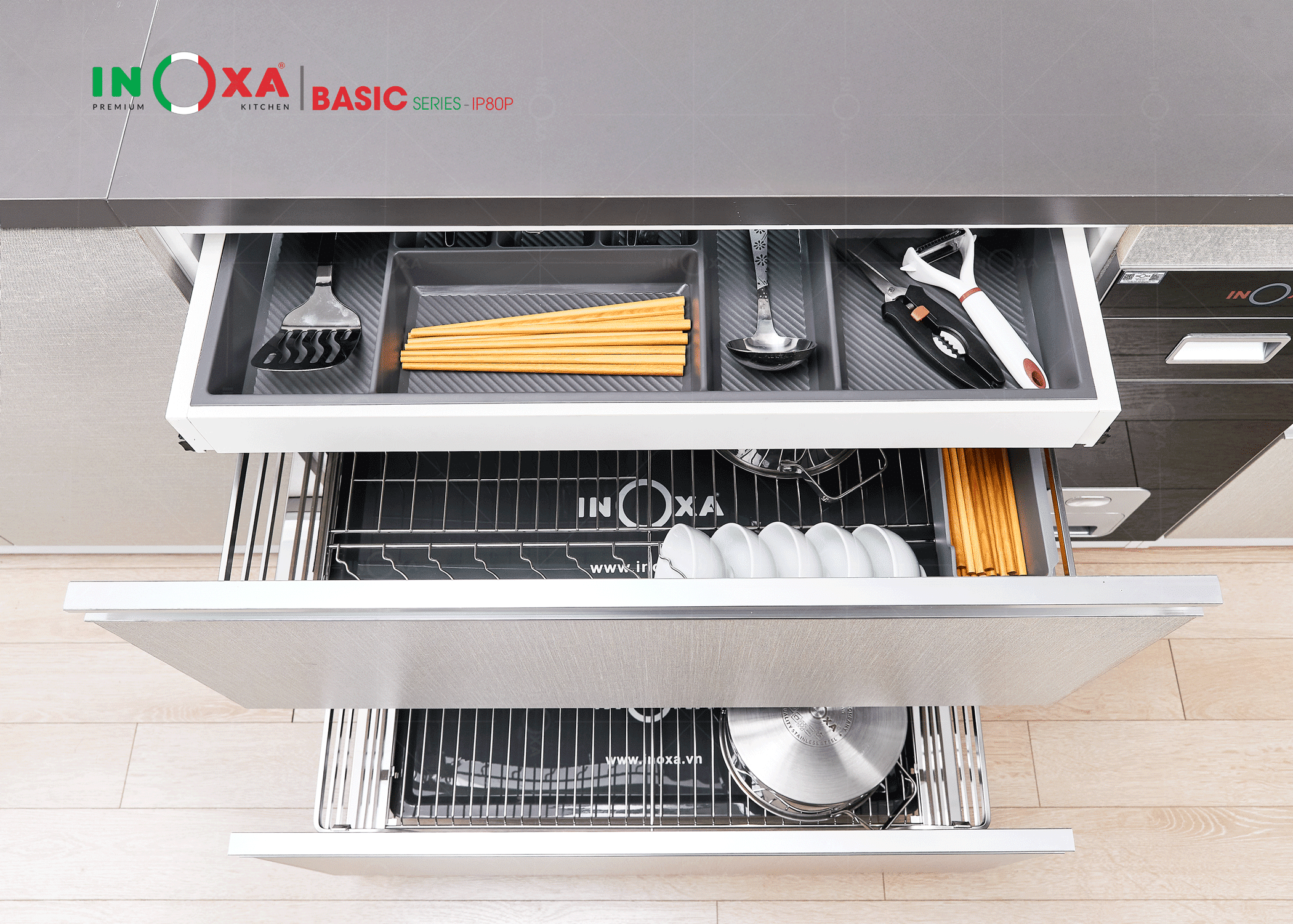 Bộ 3 sản phẩm tăng công năng tối đa cho khoang tủ dưới 800mm